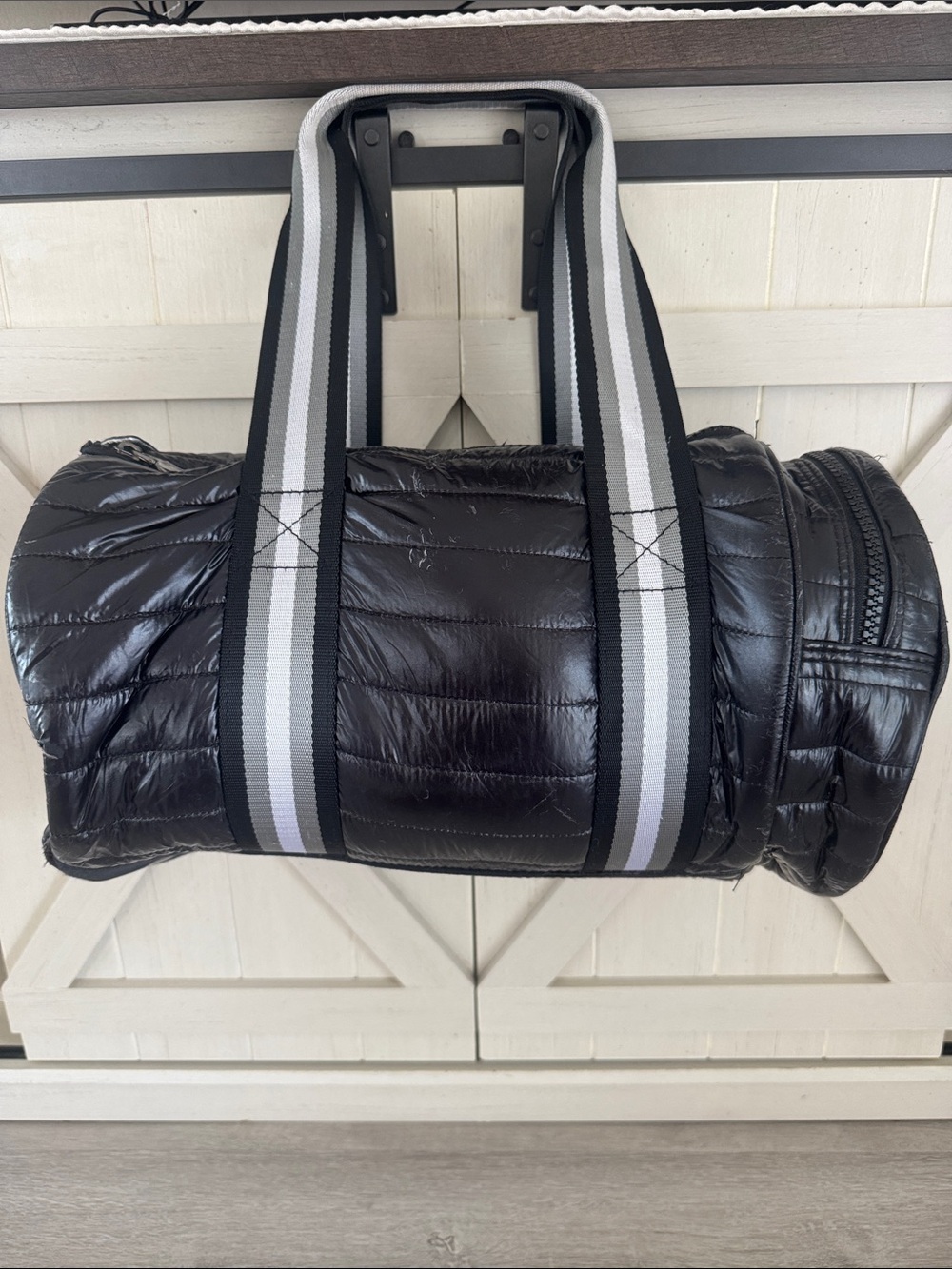 Think Royln Patent Duffle Bag Black No Crossbody Strap